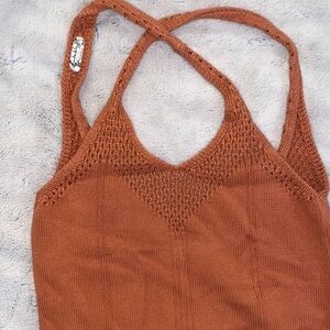 Free People Rust Knit Detail